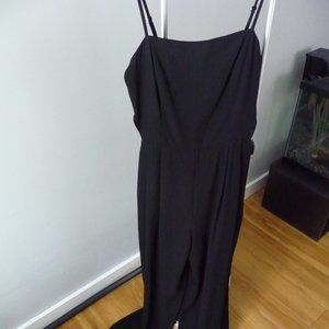 LEITH black wide leg jumpsuit fully lined with spaghettis straps and cut-outs S